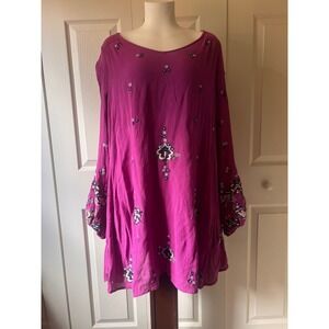 Free People Boho Mini Dress Oversized Festival Western Fairy Whimsigoth